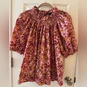 J. Crew Pink and Brown Floral Top